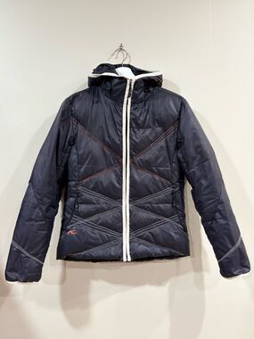 Kjus Down Jacket Women Sz 40/L Black Hooded Puffer Ski Sport Minimalist Gorpcore